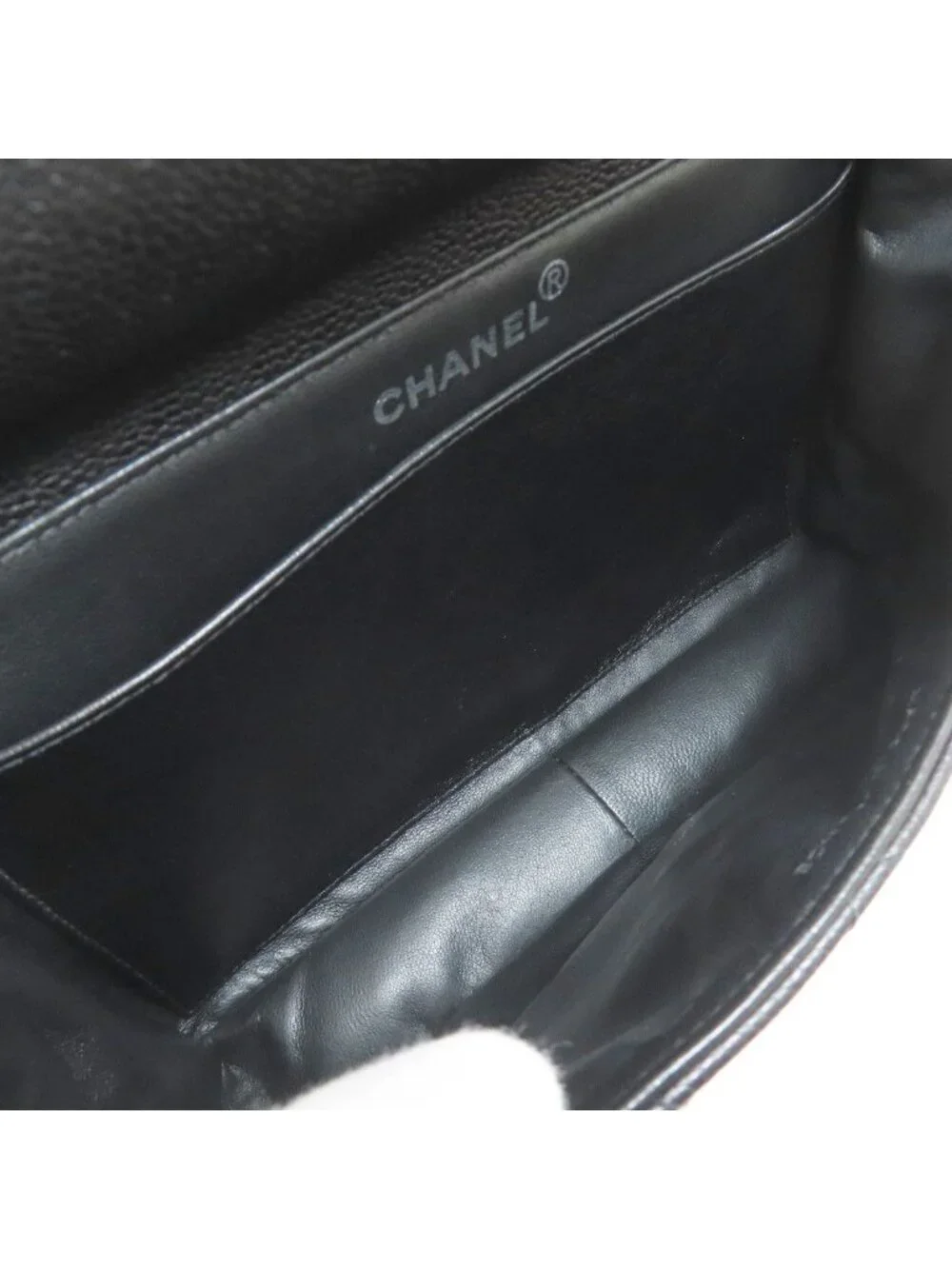 Chanel Quilted Double Face Silver Handbag Grained Calfskin